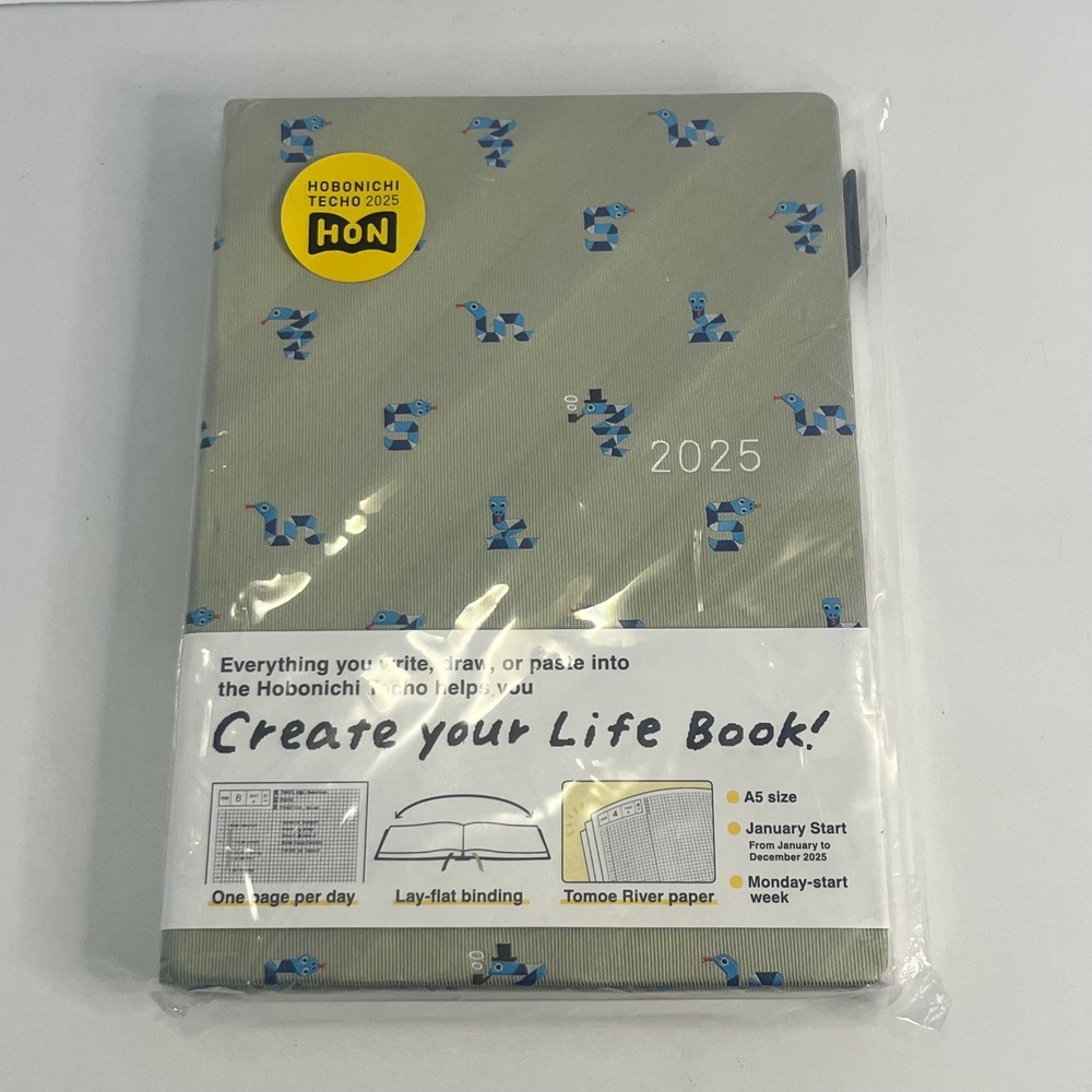 Hobonichi Techo HON 2025 A5 Planner Bow & Tie Snake Toy January Start Monday